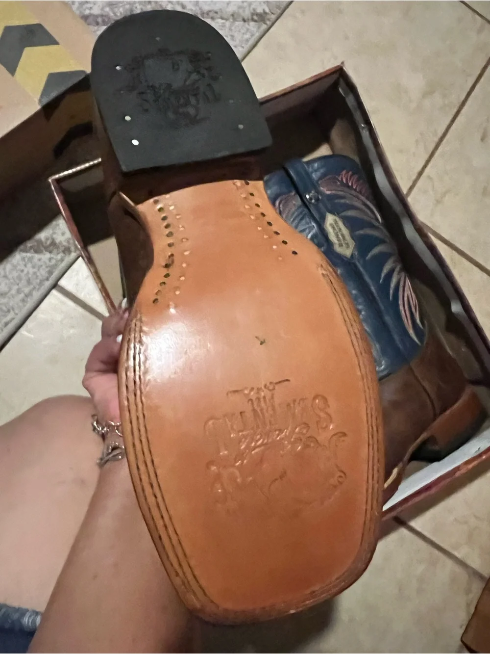 Rancho Sedona Men’s Brown & Navy Cowboy Boots